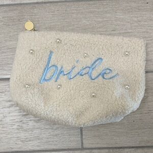 Bride Sherpa Pouch with Blue Script